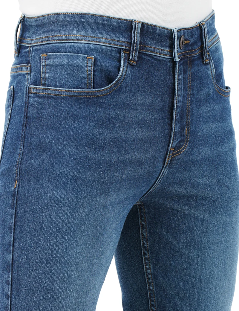 inkd جينز رجالي ضيق - متوسط الارتفاع | مزيج القطن | غرزة التباين | قماش قابل للتمدد | تصميم كلاسيك 5 بوكت